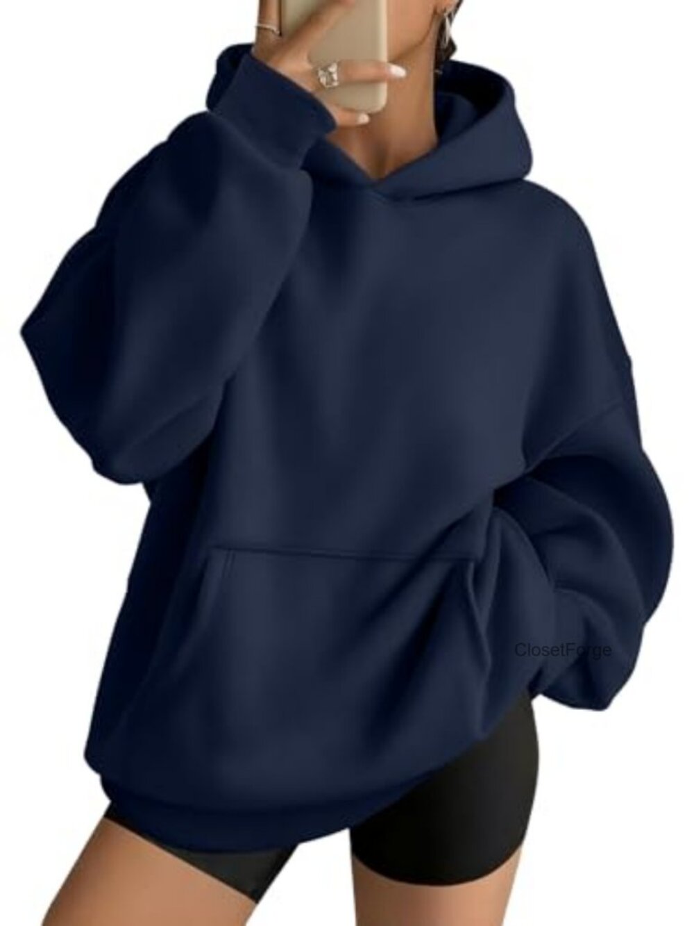 Oversized Fleece Hoodie with Kangaroo Pocket, Heavyweight Streetwear